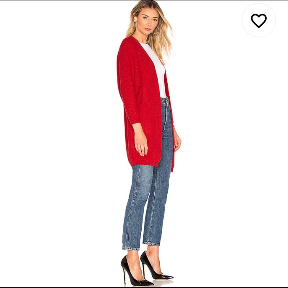 Lovers + Friends Red Ribbed Open Front Cardigan - Picture 2 of 12